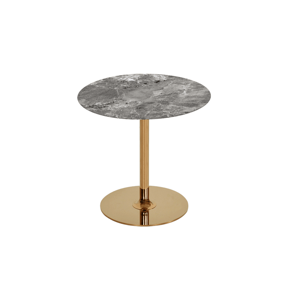 BELLA – Mix & Match Marble Side Table with Gold Coloured Stainless Steel Base (500mm)