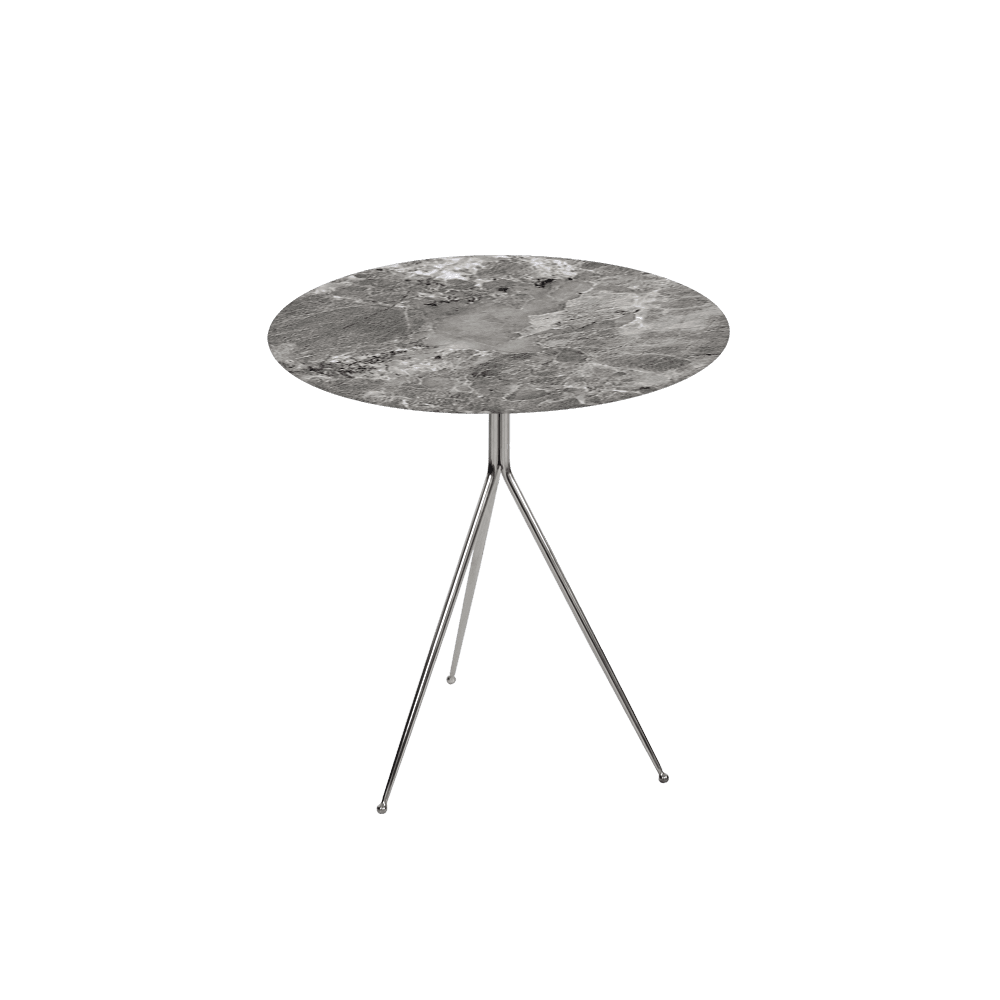 SILVIA Side Table - Mix & Match Marble Top with Silver Coloured Stainless Steel Base(500mm)