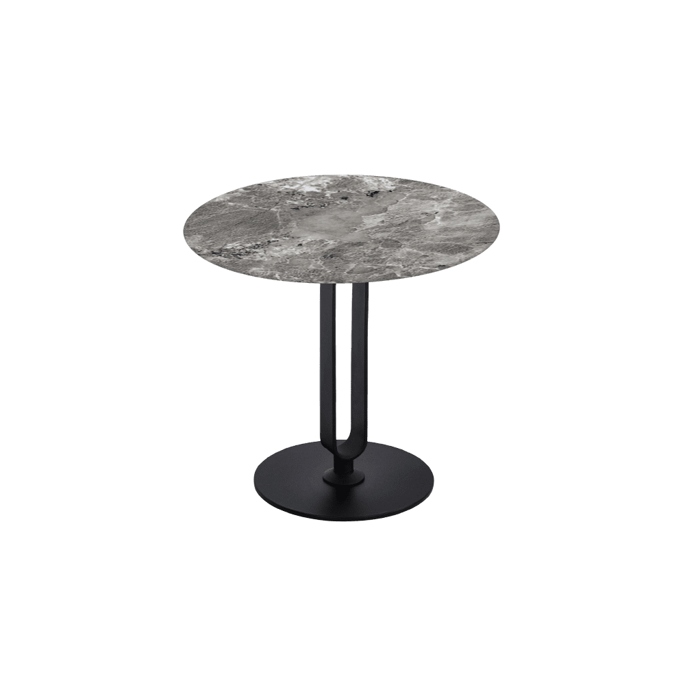 SELENA Side Table - Mix & Match Marble Top with Black Coloured Steel Base(500mm)