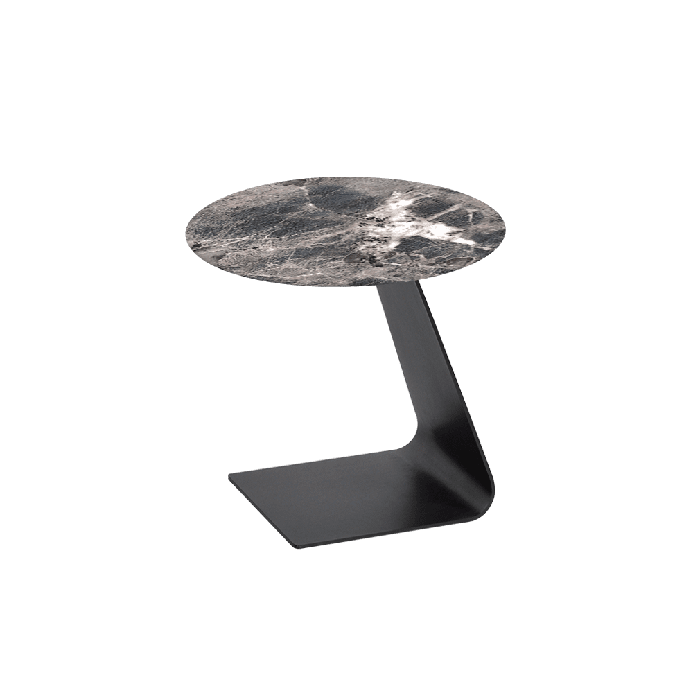 BAILEY Side Table - Mix & Match Marble Top with Black Coloured Steel Base(500mm)