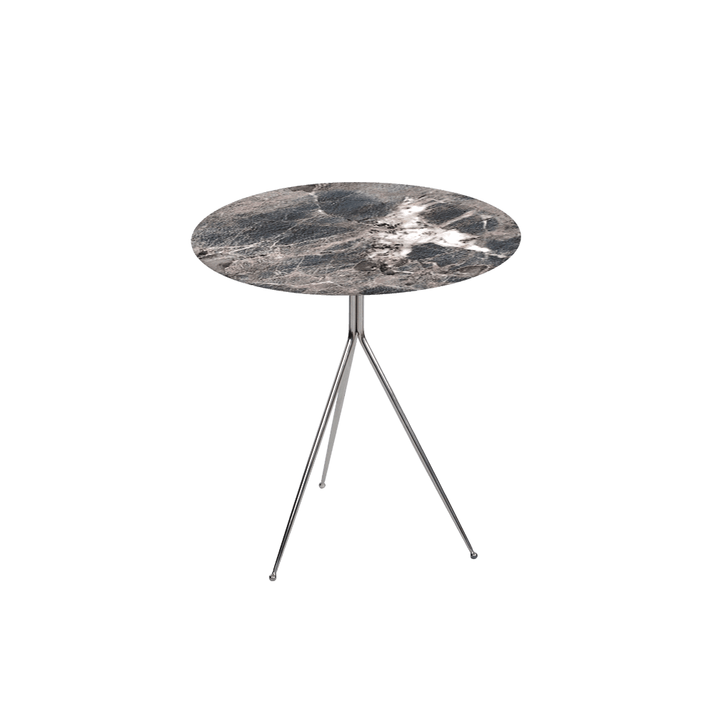 SILVIA Side Table - Mix & Match Marble Top with Silver Coloured Stainless Steel Base(500mm)