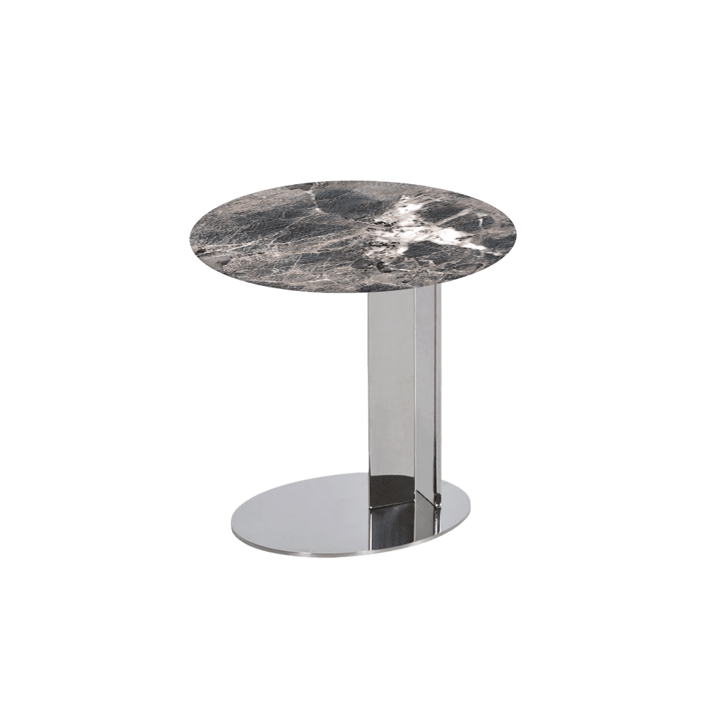 SILVIA Side Table - Mix & Match Marble Top with Silver Coloured Stainless Steel Base(500mm)