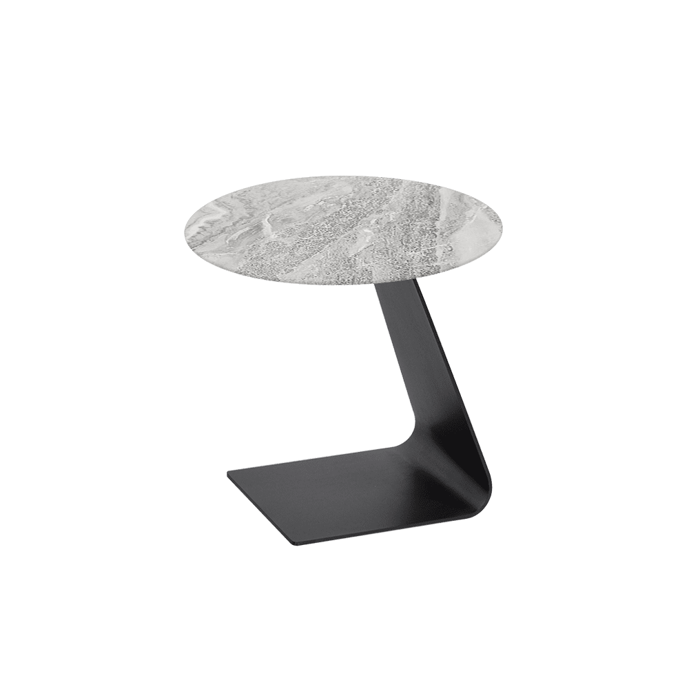 BAILEY Side Table - Mix & Match Marble Top with Black Coloured Steel Base(500mm)