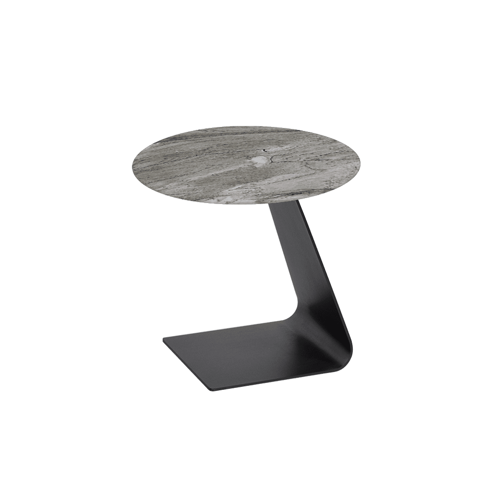 BAILEY Side Table - Mix & Match Marble Top with Black Coloured Steel Base(500mm)