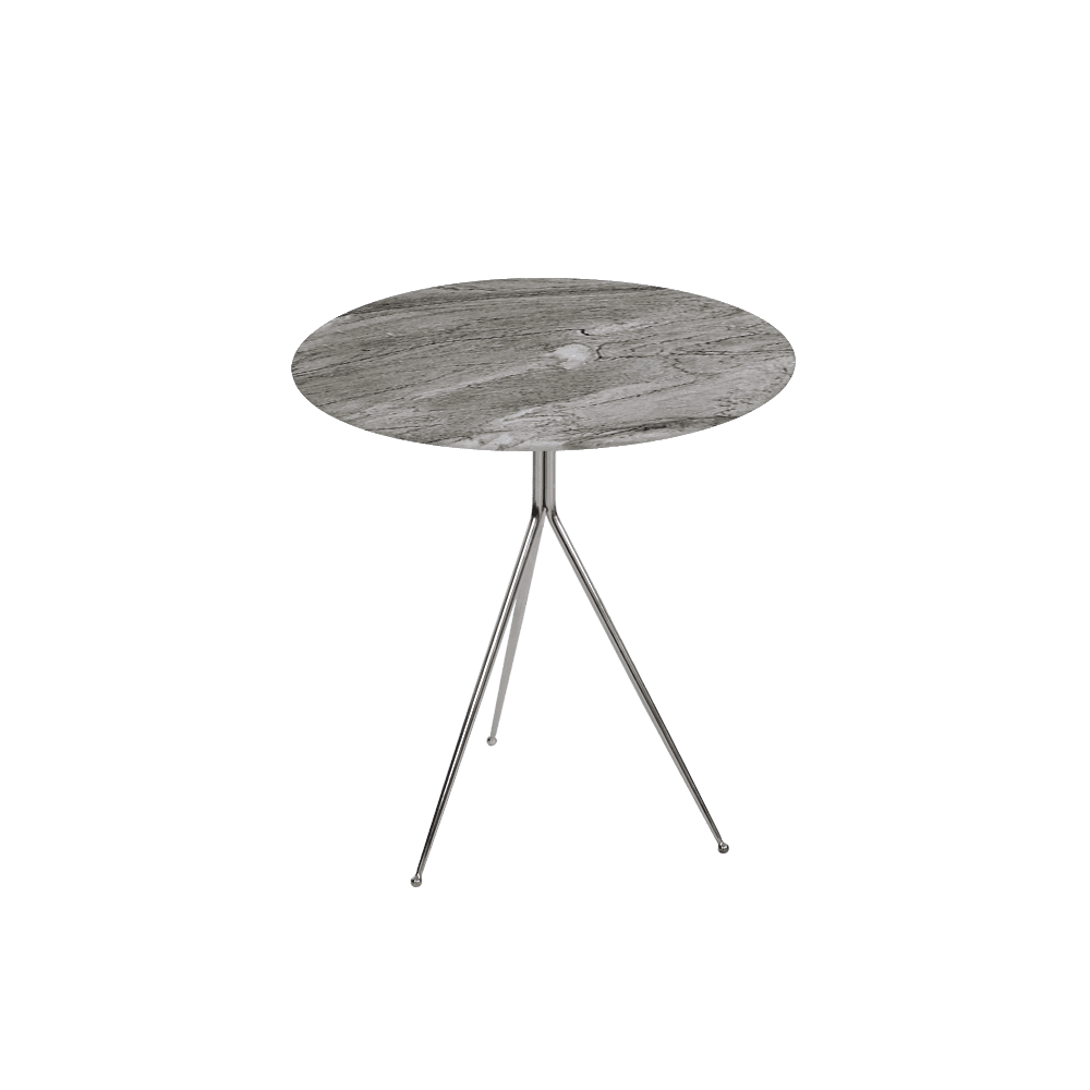 SILVIA Side Table - Mix & Match Marble Top with Silver Coloured Stainless Steel Base(500mm)