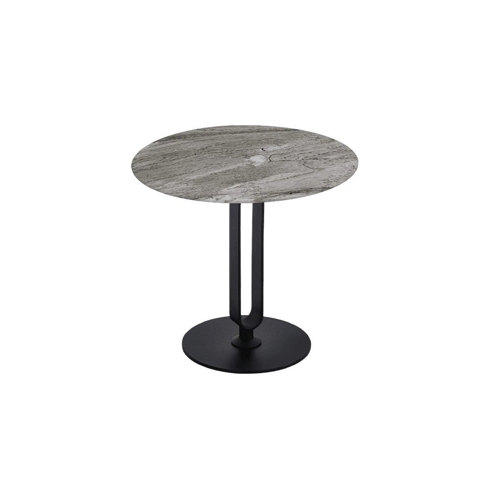 SELENA Side Table - Mix & Match Marble Top with Black Coloured Steel Base(500mm)