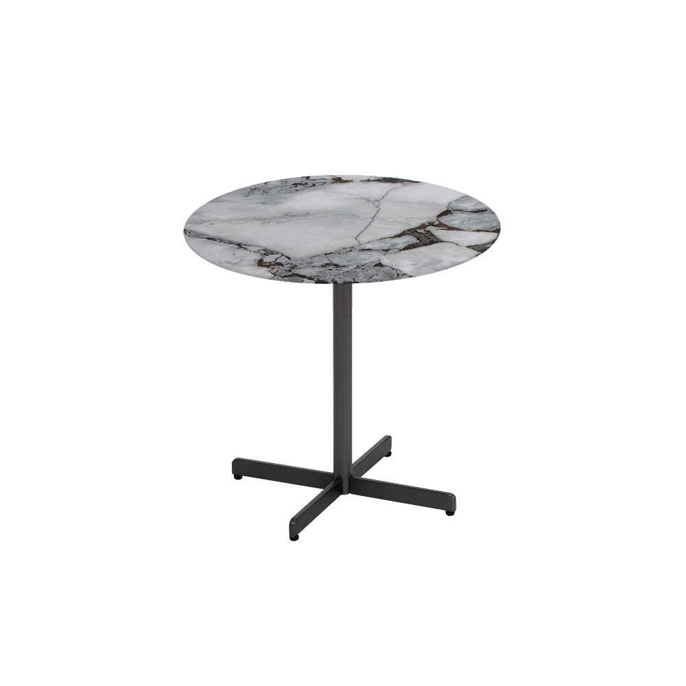 BAILEY Side Table - Mix & Match Marble Top with Black Coloured Steel Base(500mm)
