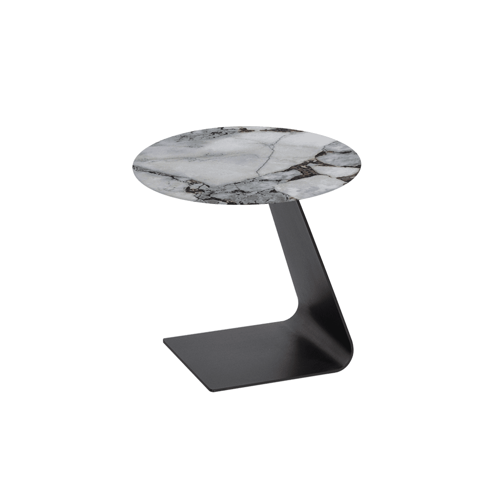 BAILEY Side Table - Mix & Match Marble Top with Black Coloured Steel Base(500mm)
