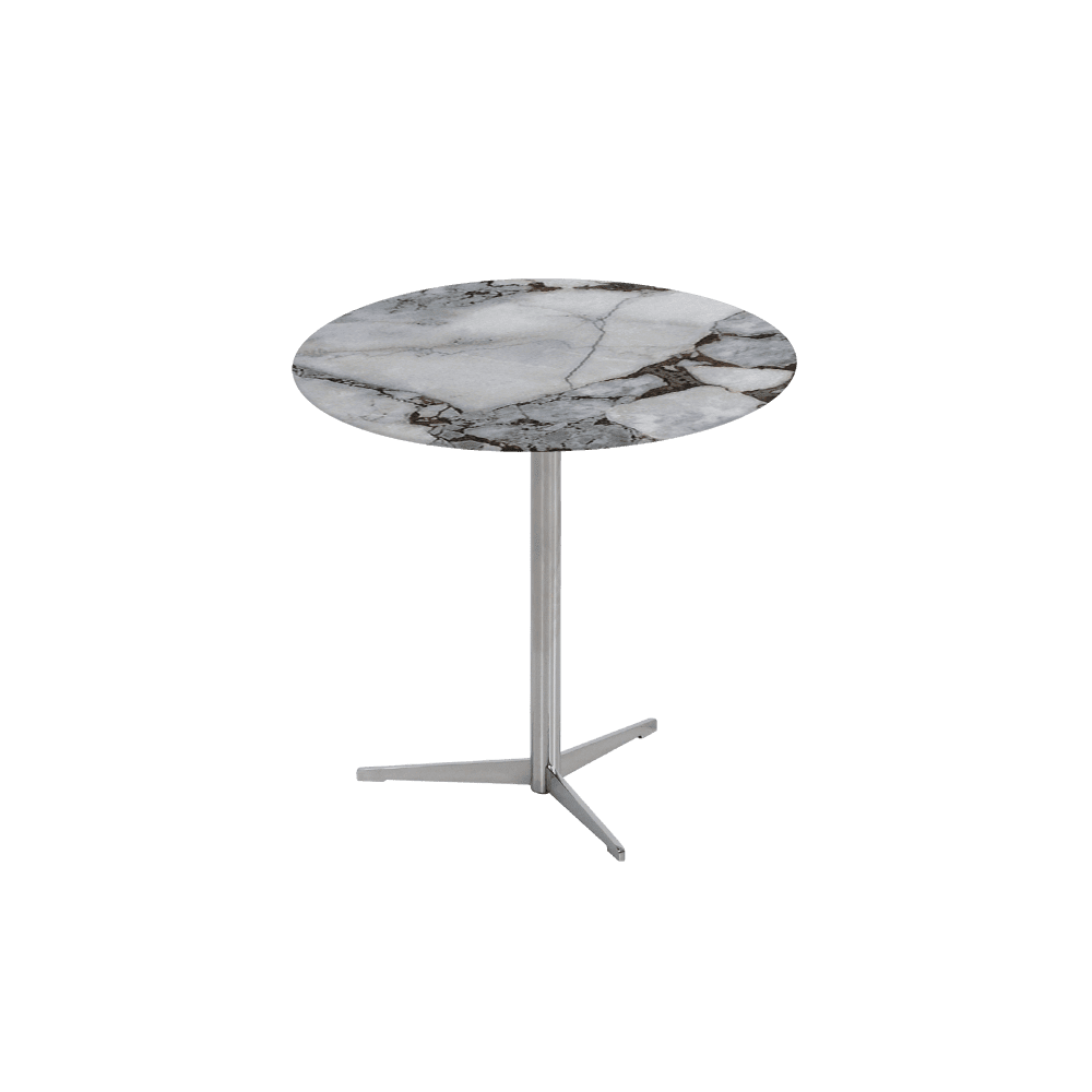SILVIA Side Table - Mix & Match Marble Top with Silver Coloured Stainless Steel Base(500mm)
