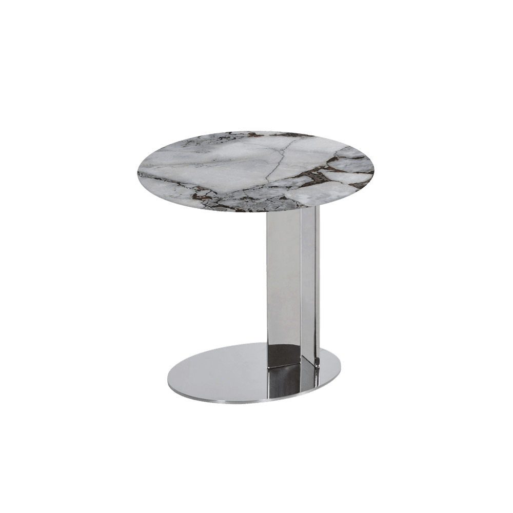 SILVIA Side Table - Mix & Match Marble Top with Silver Coloured Stainless Steel Base(500mm)