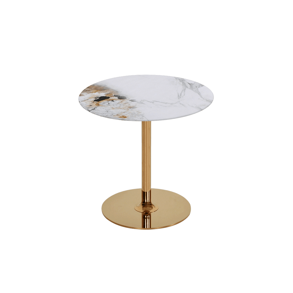 BELLA – Mix & Match Marble Side Table with Gold Coloured Stainless Steel Base (500mm)