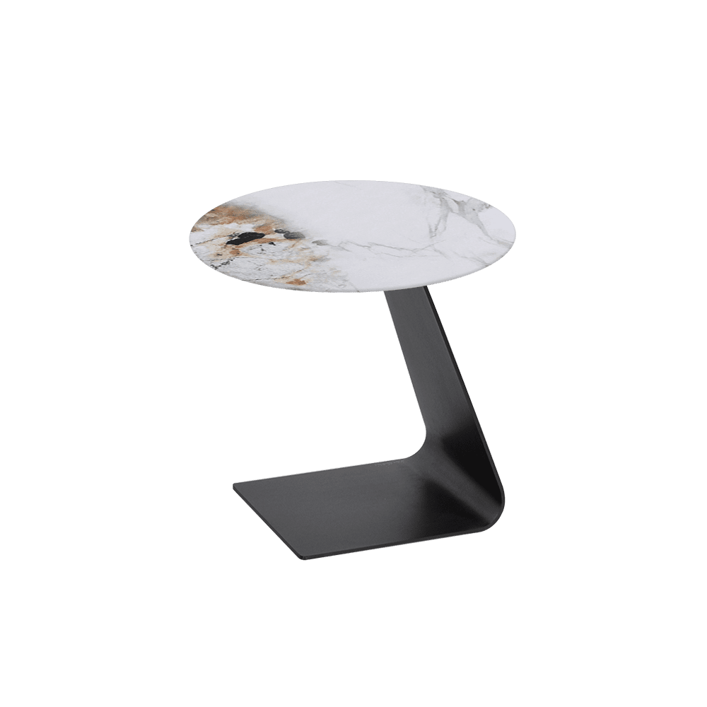 BAILEY Side Table - Mix & Match Marble Top with Black Coloured Steel Base(500mm)