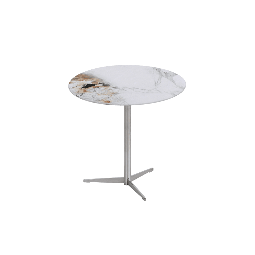 SILVIA Side Table - Mix & Match Marble Top with Silver Coloured Stainless Steel Base(500mm)