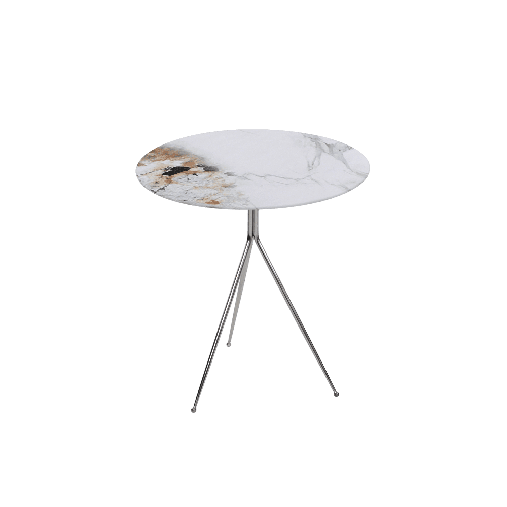 SILVIA Side Table - Mix & Match Marble Top with Silver Coloured Stainless Steel Base(500mm)
