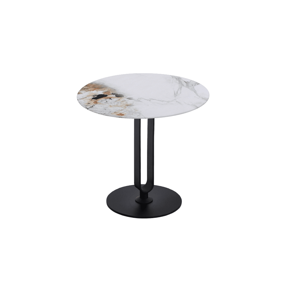 SELENA Side Table - Mix & Match Marble Top with Black Coloured Steel Base(500mm)
