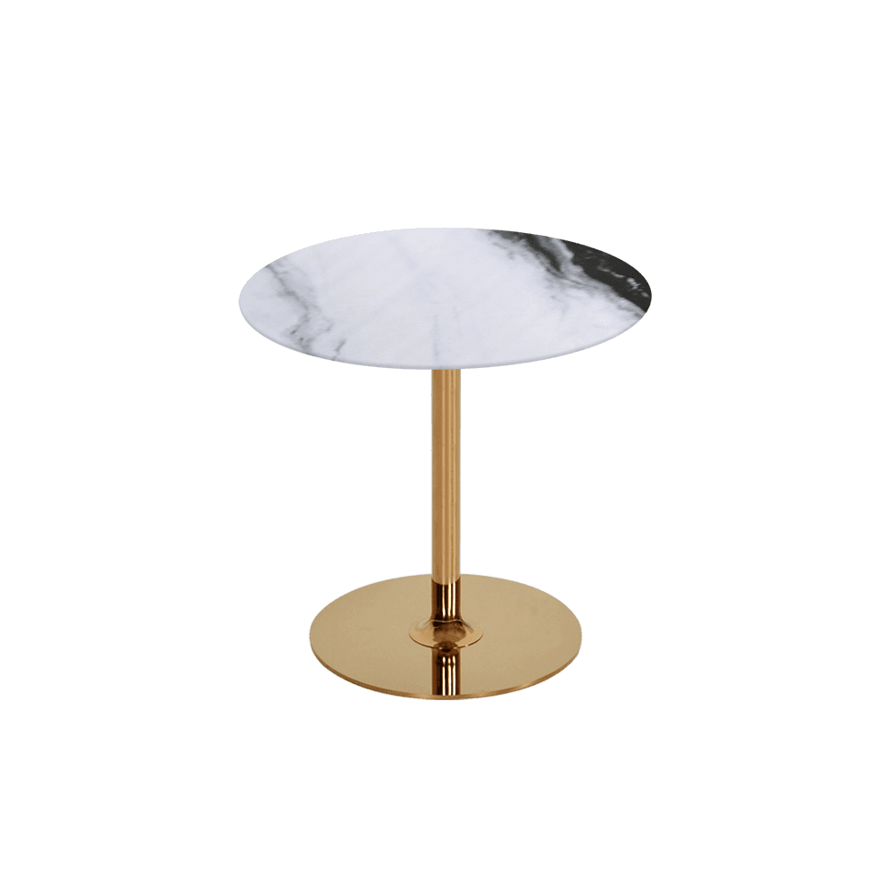BELLA – Mix & Match Marble Side Table with Gold Coloured Stainless Steel Base (500mm)