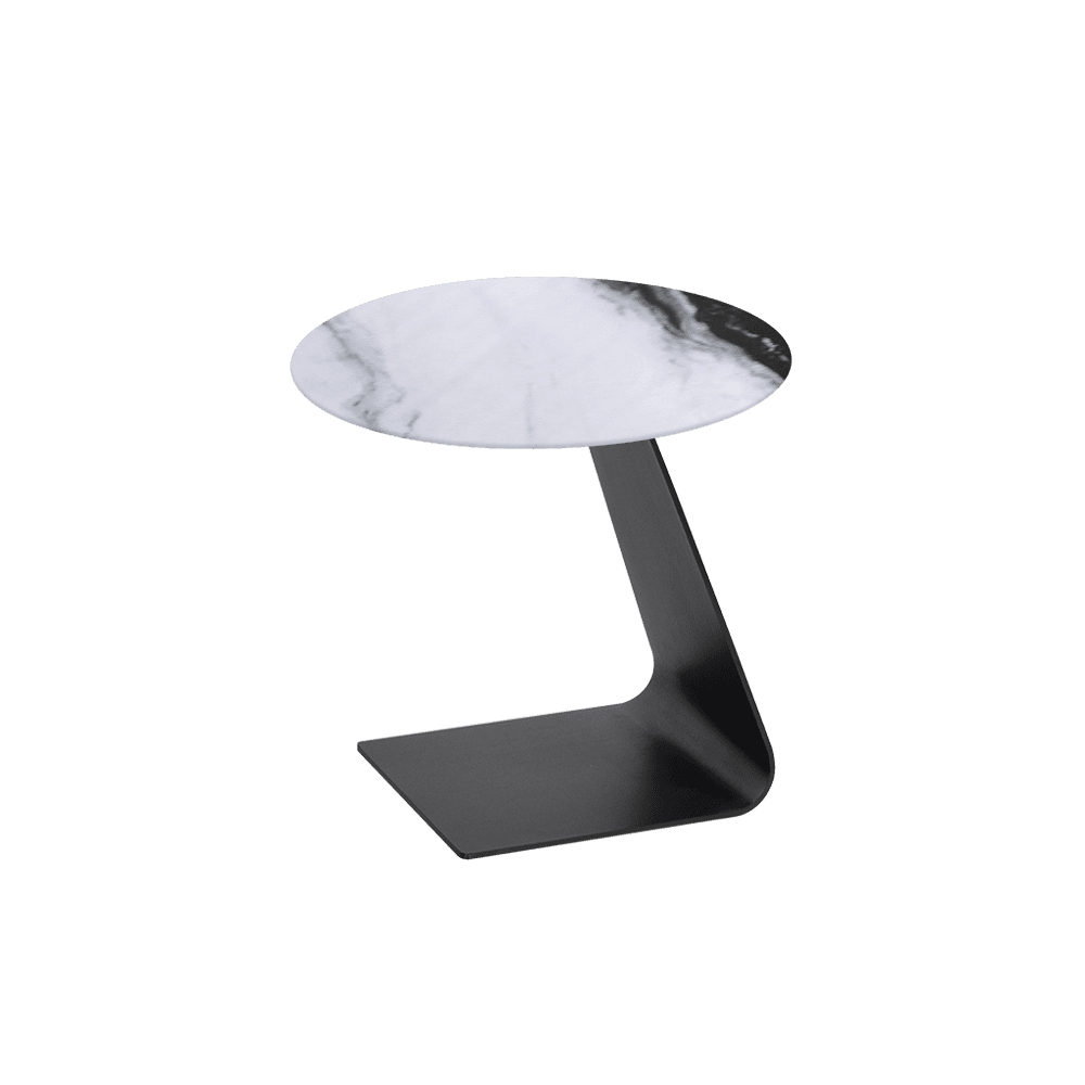 BAILEY Side Table - Mix & Match Marble Top with Black Coloured Steel Base(500mm)