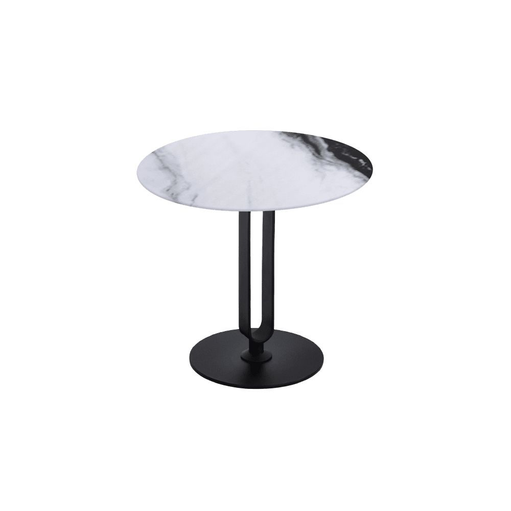 SELENA Side Table - Mix & Match Marble Top with Black Coloured Steel Base(500mm)