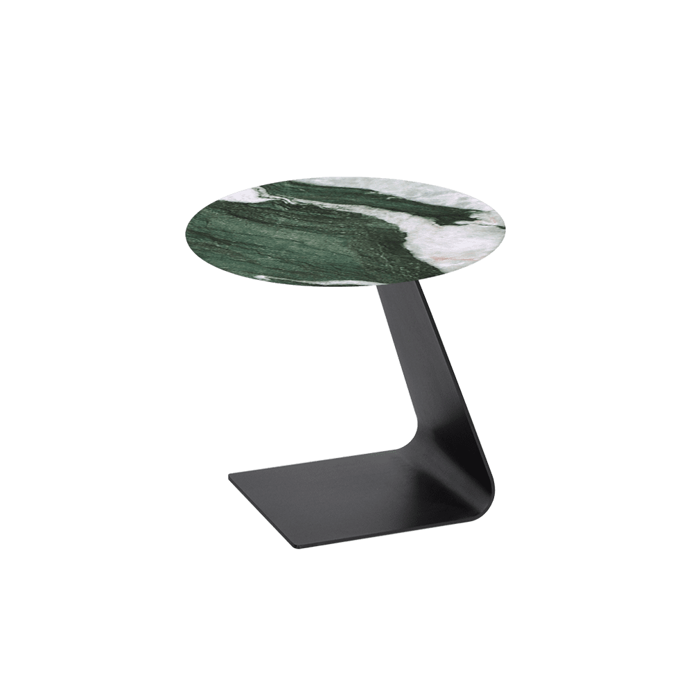 BAILEY Side Table - Mix & Match Marble Top with Black Coloured Steel Base(500mm)
