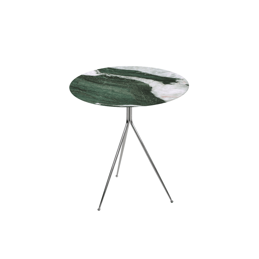 SILVIA Side Table - Mix & Match Marble Top with Silver Coloured Stainless Steel Base(500mm)