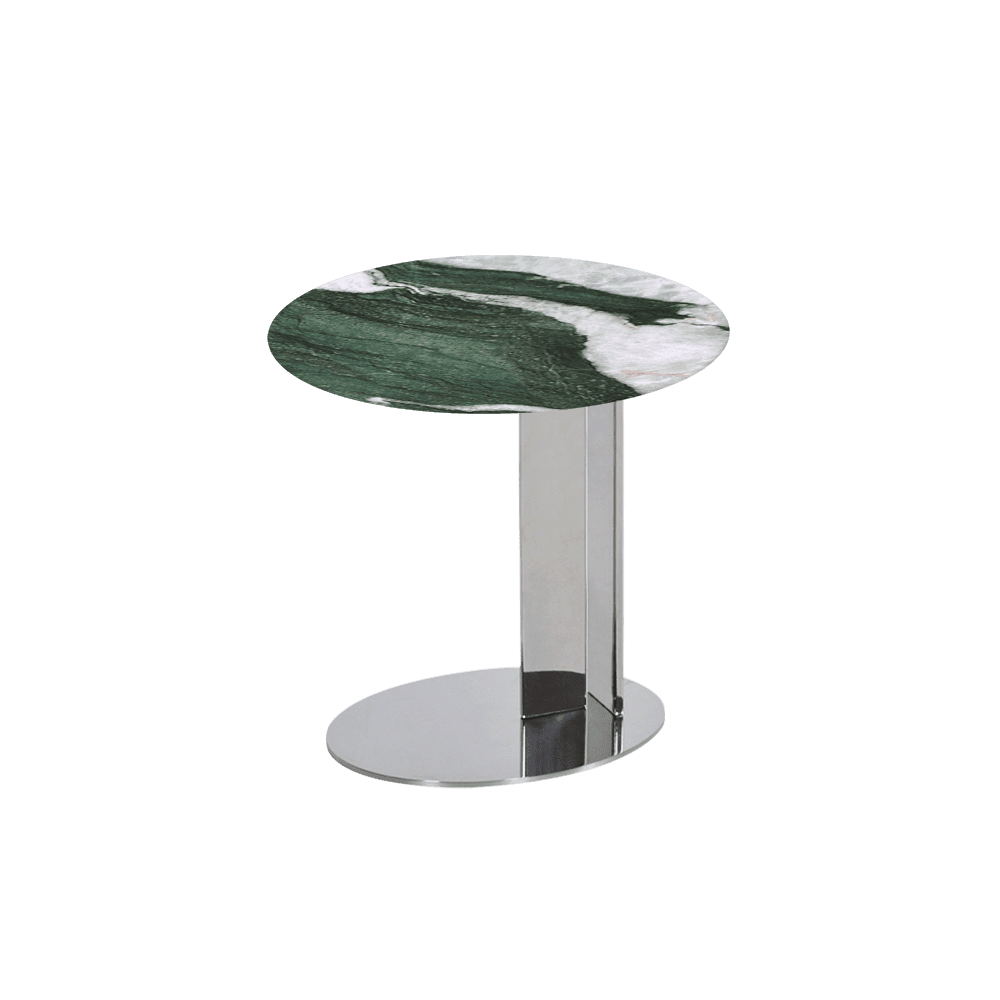 SILVIA Side Table - Mix & Match Marble Top with Silver Coloured Stainless Steel Base(500mm)