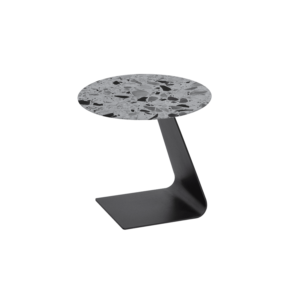 BAILEY Side Table - Mix & Match Marble Top with Black Coloured Steel Base(500mm)