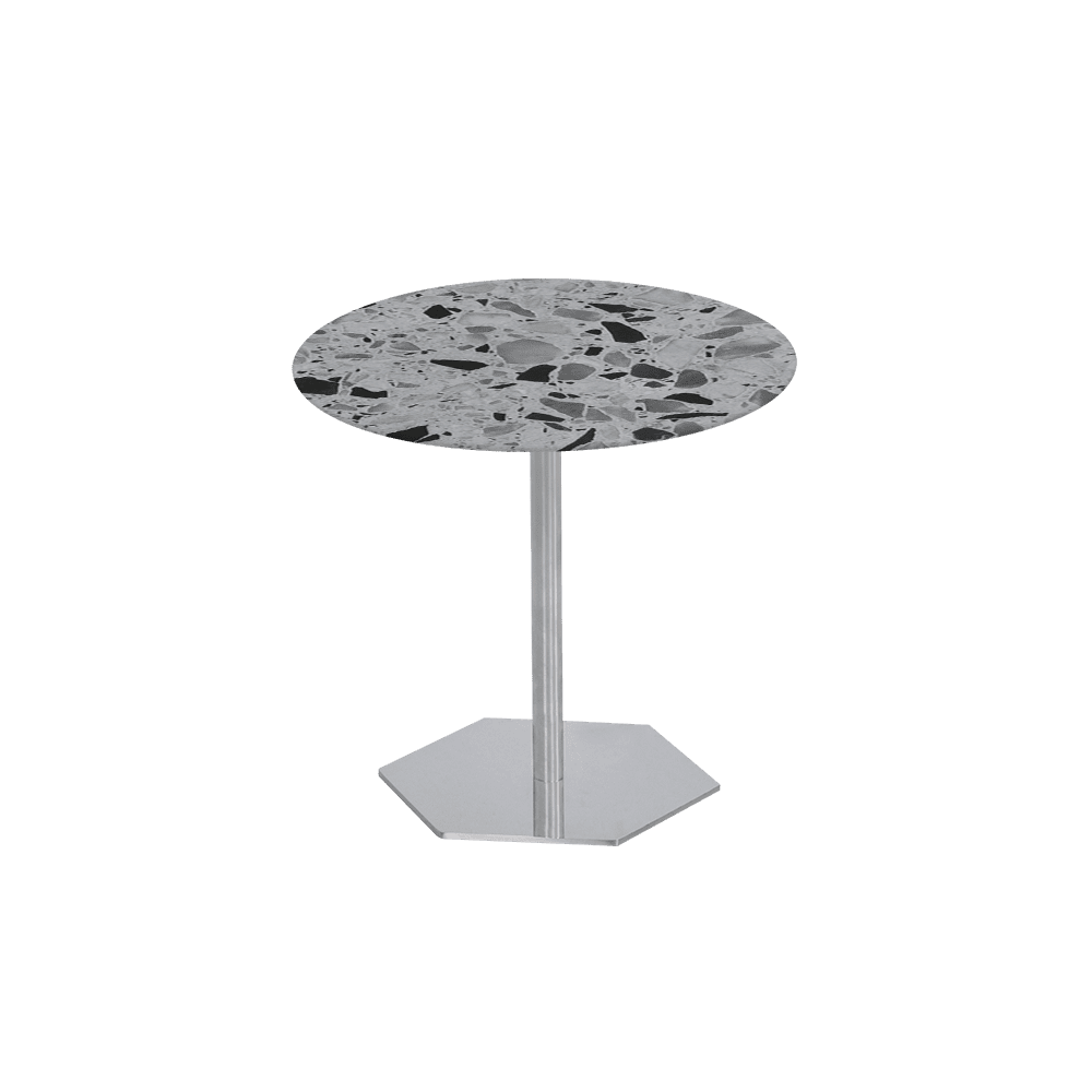 SILVIA Side Table - Mix & Match Marble Top with Silver Coloured Stainless Steel Base(500mm)