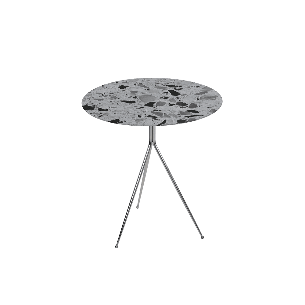 SILVIA Side Table - Mix & Match Marble Top with Silver Coloured Stainless Steel Base(500mm)