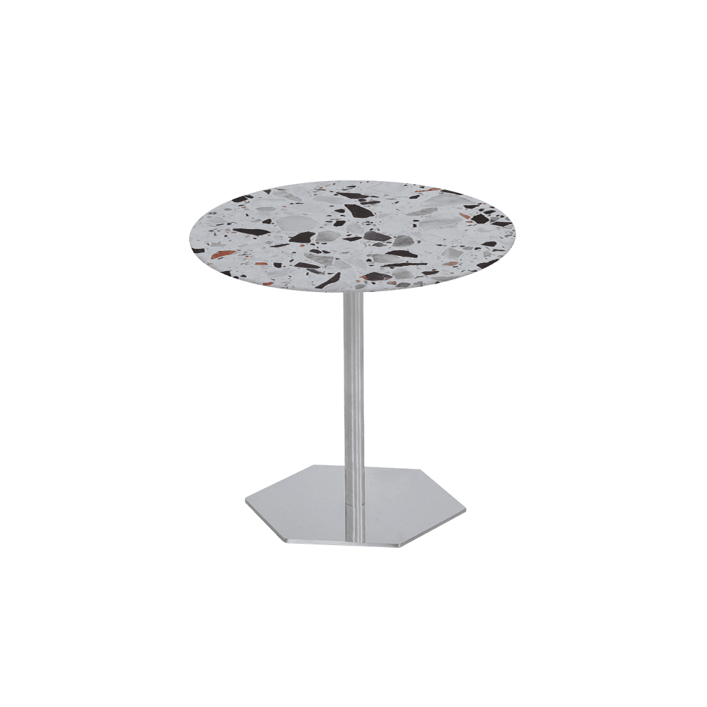 SILVIA Side Table - Mix & Match Marble Top with Silver Coloured Stainless Steel Base(500mm)
