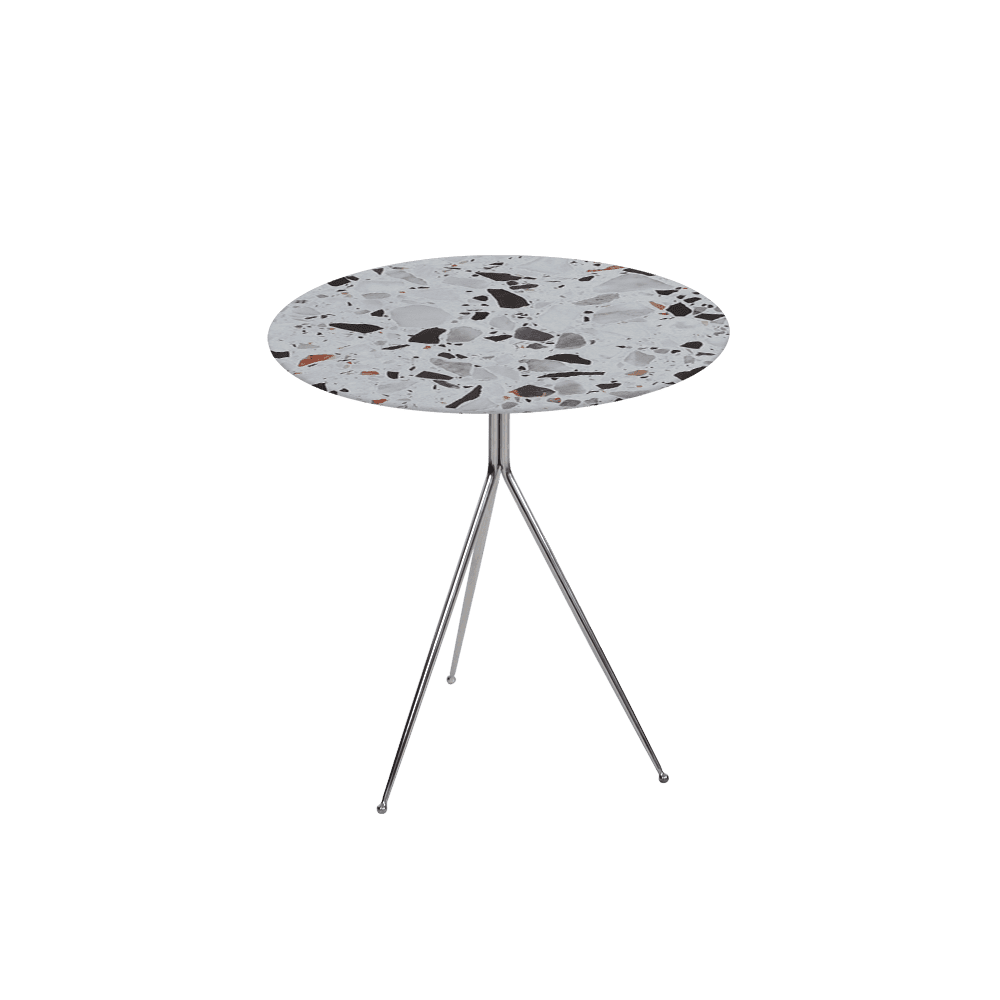 SILVIA Side Table - Mix & Match Marble Top with Silver Coloured Stainless Steel Base(500mm)