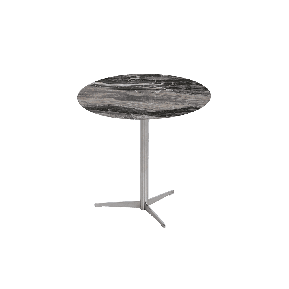 SILVIA Side Table - Mix & Match Marble Top with Silver Coloured Stainless Steel Base(500mm)