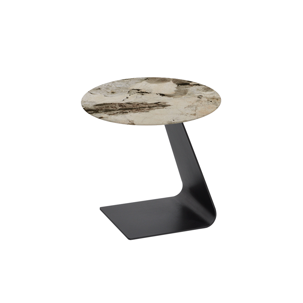 BAILEY Side Table - Mix & Match Marble Top with Black Coloured Steel Base(500mm)