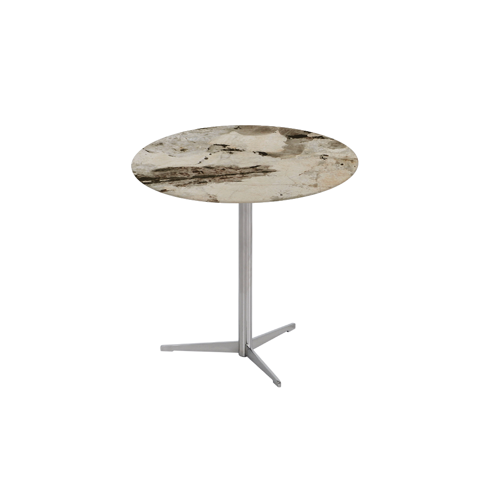 SILVIA Side Table - Mix & Match Marble Top with Silver Coloured Stainless Steel Base(500mm)