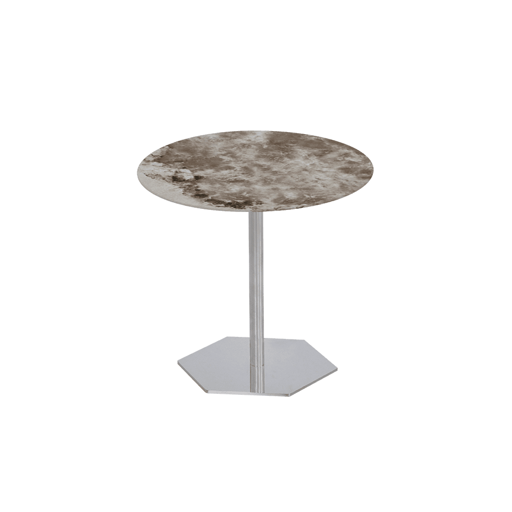 SILVIA Side Table - Mix & Match Marble Top with Silver Coloured Stainless Steel Base(500mm)