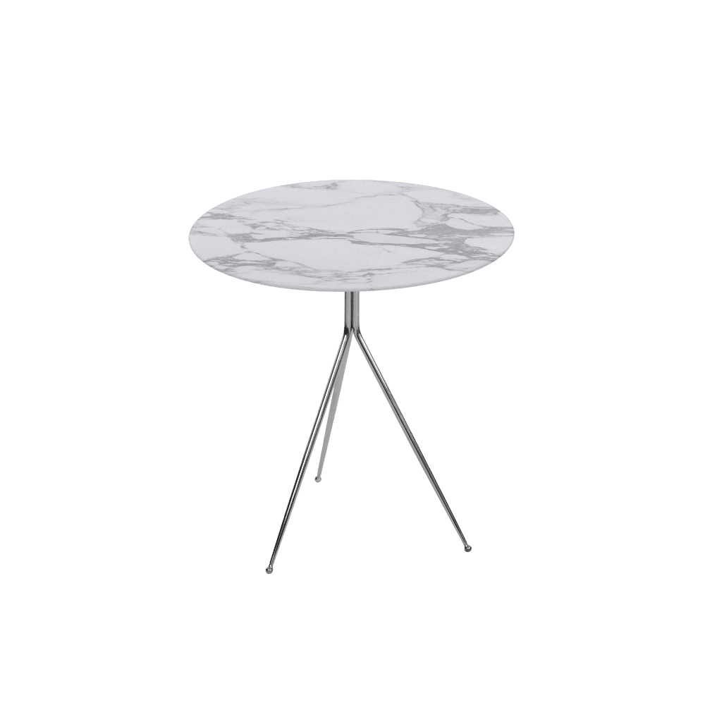 SILVIA Side Table - Mix & Match Marble Top with Silver Coloured Stainless Steel Base(500mm)