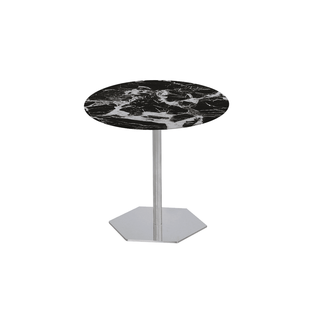 SILVIA Side Table - Mix & Match Marble Top with Silver Coloured Stainless Steel Base(500mm)