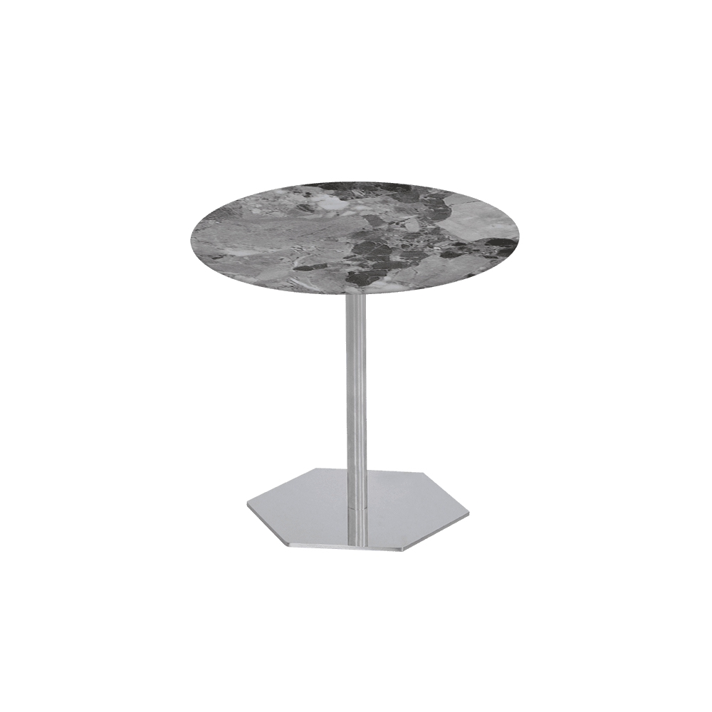 SILVIA Side Table - Mix & Match Marble Top with Silver Coloured Stainless Steel Base(500mm)