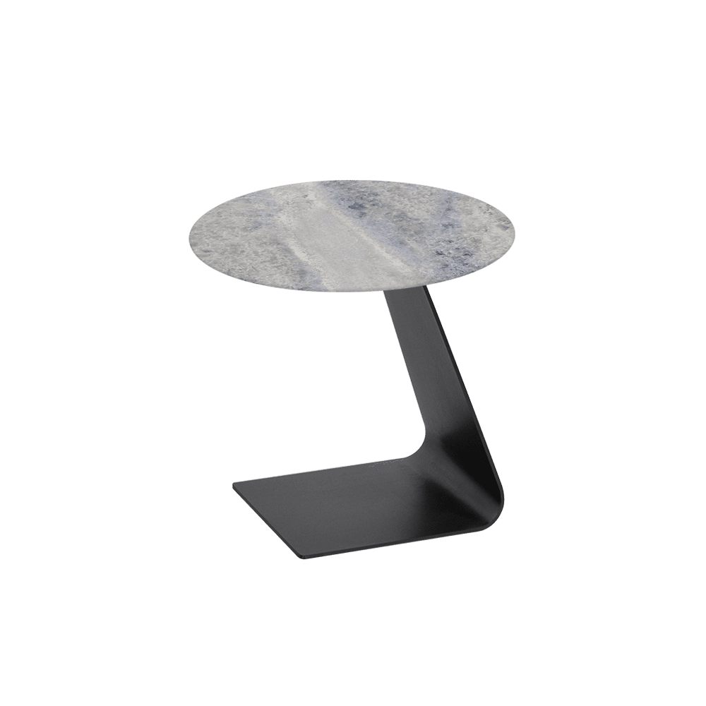 BAILEY Side Table - Mix & Match Marble Top with Black Coloured Steel Base(500mm)