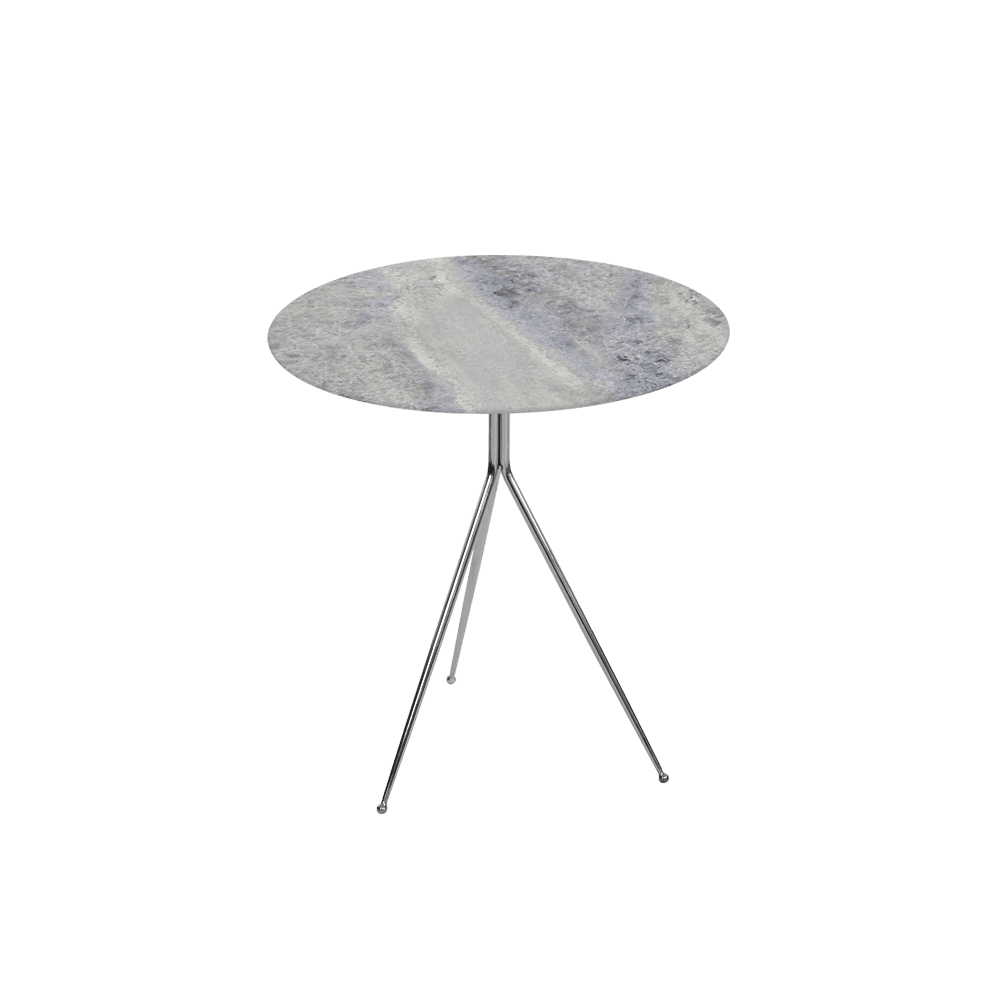 SILVIA Side Table - Mix & Match Marble Top with Silver Coloured Stainless Steel Base(500mm)