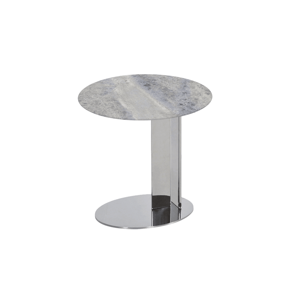 SILVIA Side Table - Mix & Match Marble Top with Silver Coloured Stainless Steel Base(500mm)