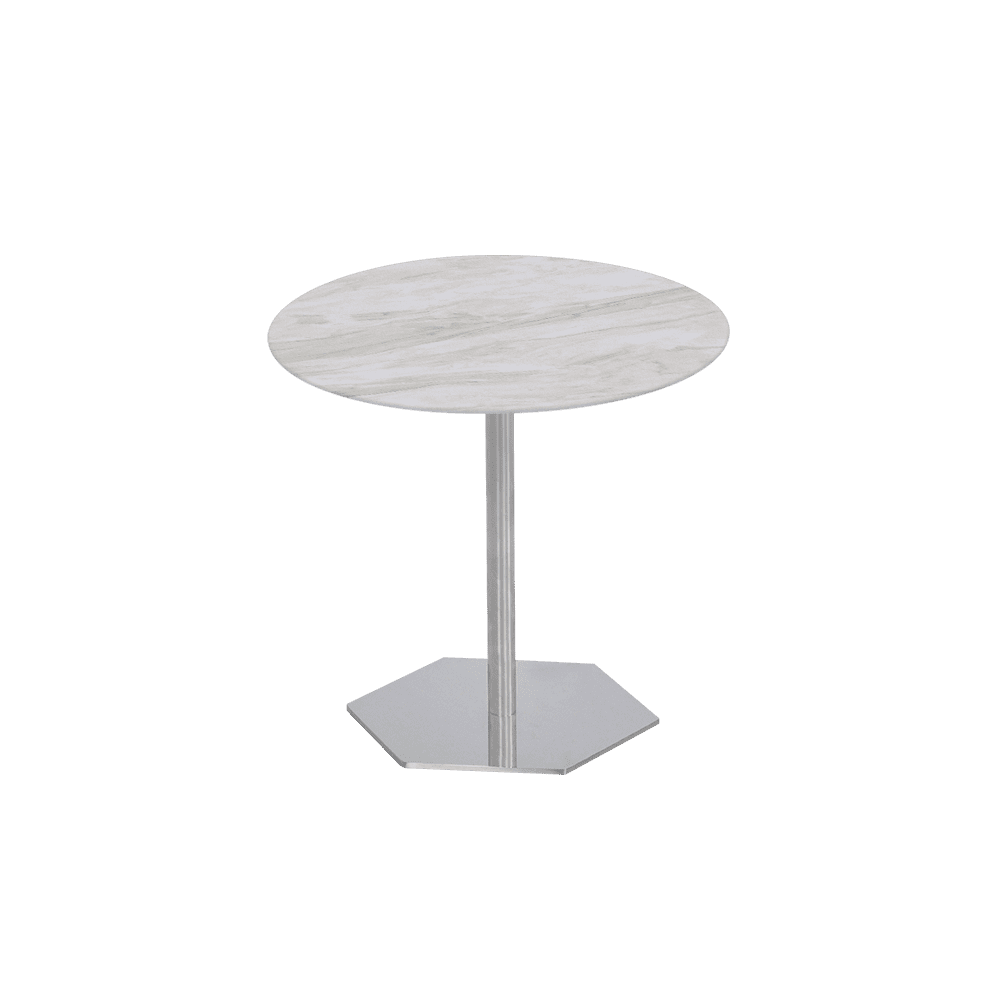 SILVIA Side Table - Mix & Match Marble Top with Silver Coloured Stainless Steel Base(500mm)