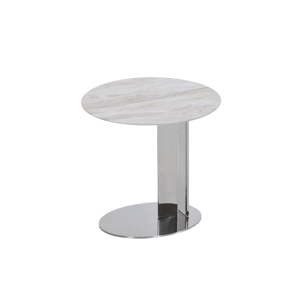 SILVIA Side Table - Mix & Match Marble Top with Silver Coloured Stainless Steel Base(500mm)
