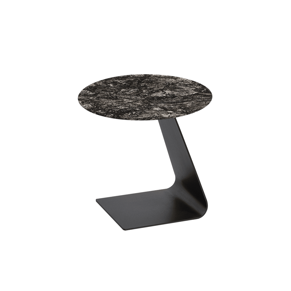 BAILEY Side Table - Mix & Match Marble Top with Black Coloured Steel Base(500mm)