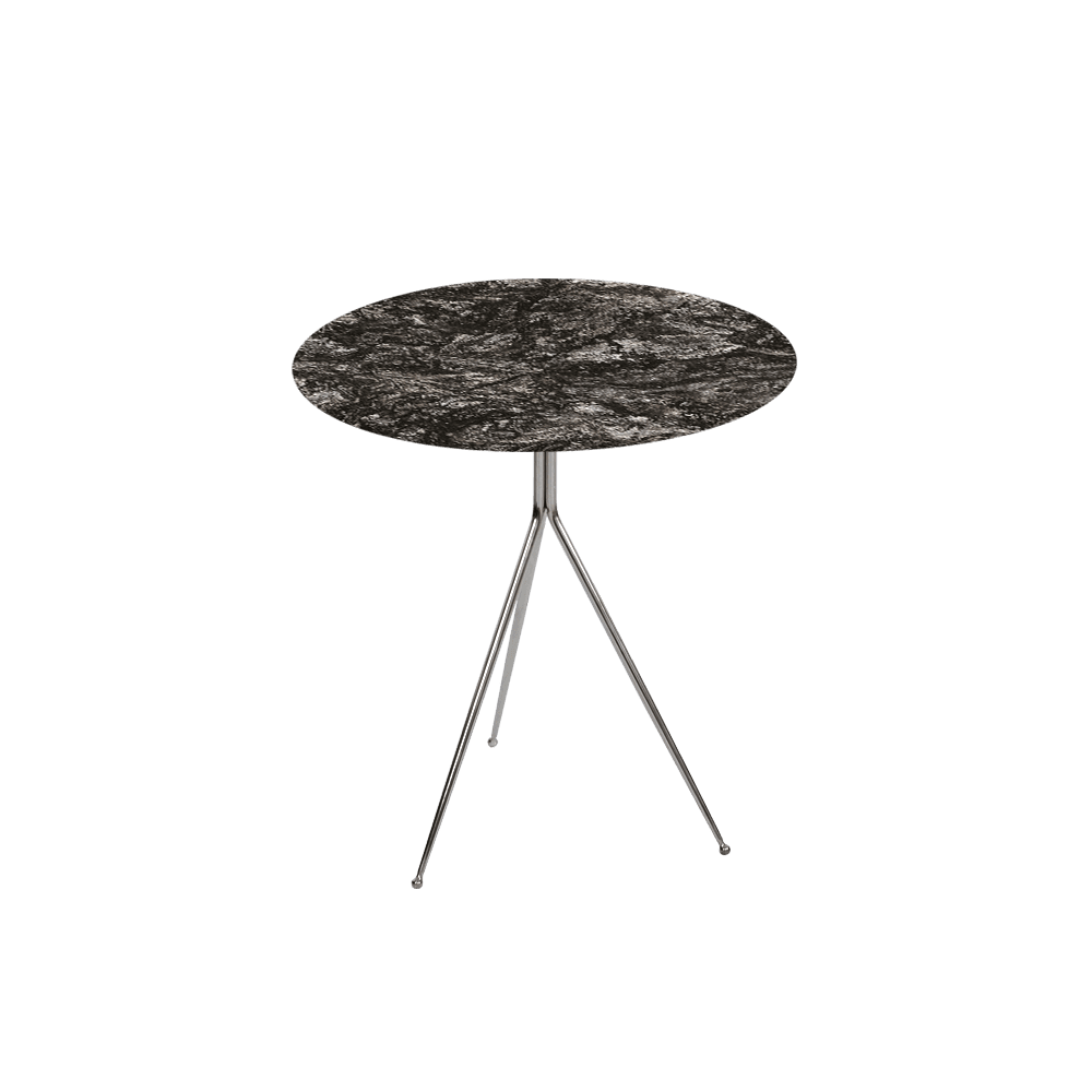 SILVIA Side Table - Mix & Match Marble Top with Silver Coloured Stainless Steel Base(500mm)