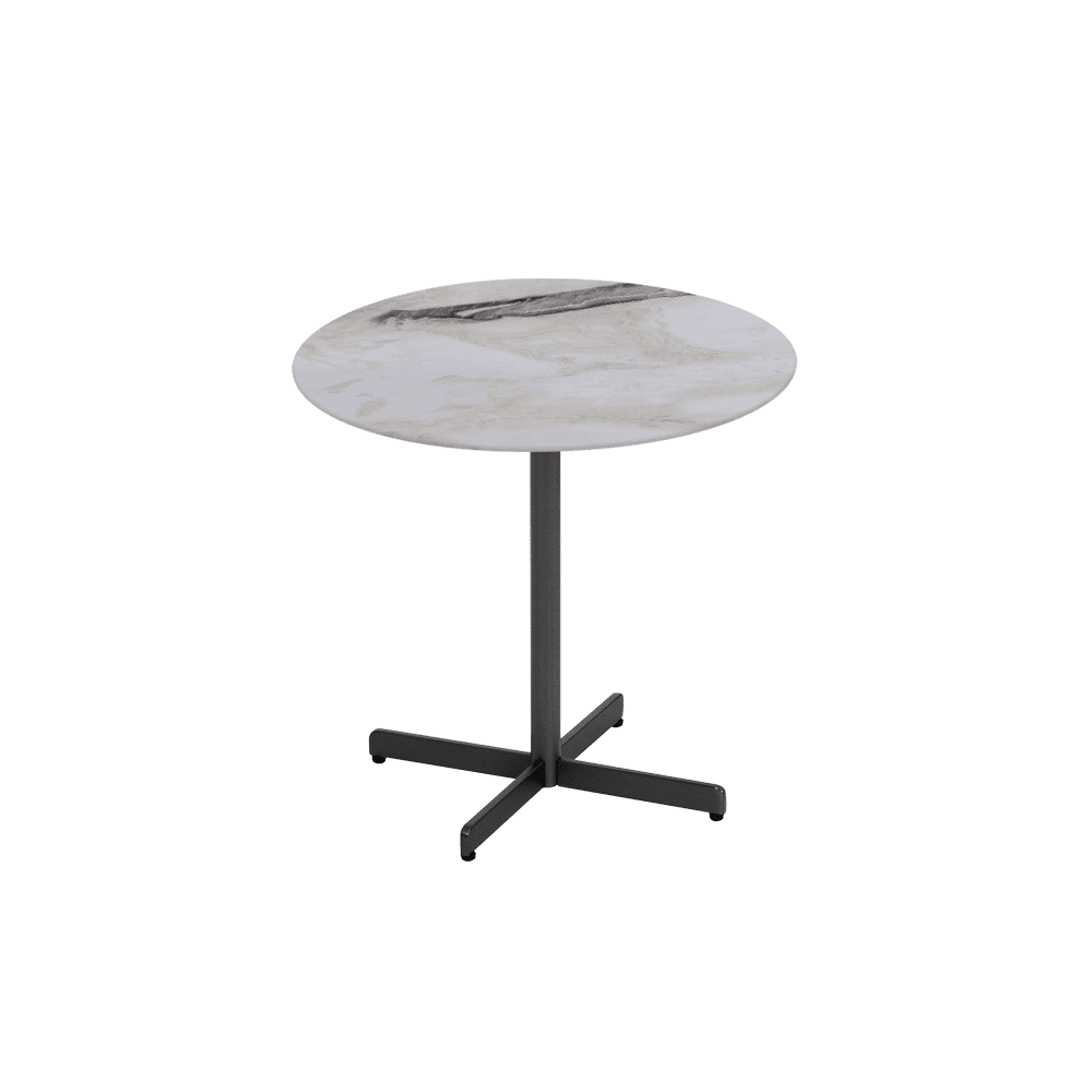 BAILEY Side Table - Mix & Match Marble Top with Black Coloured Steel Base(500mm)