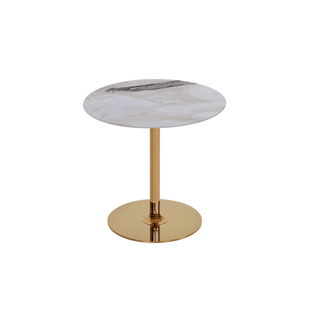 BELLA – Mix & Match Marble Side Table with Gold Coloured Stainless Steel Base (500mm)