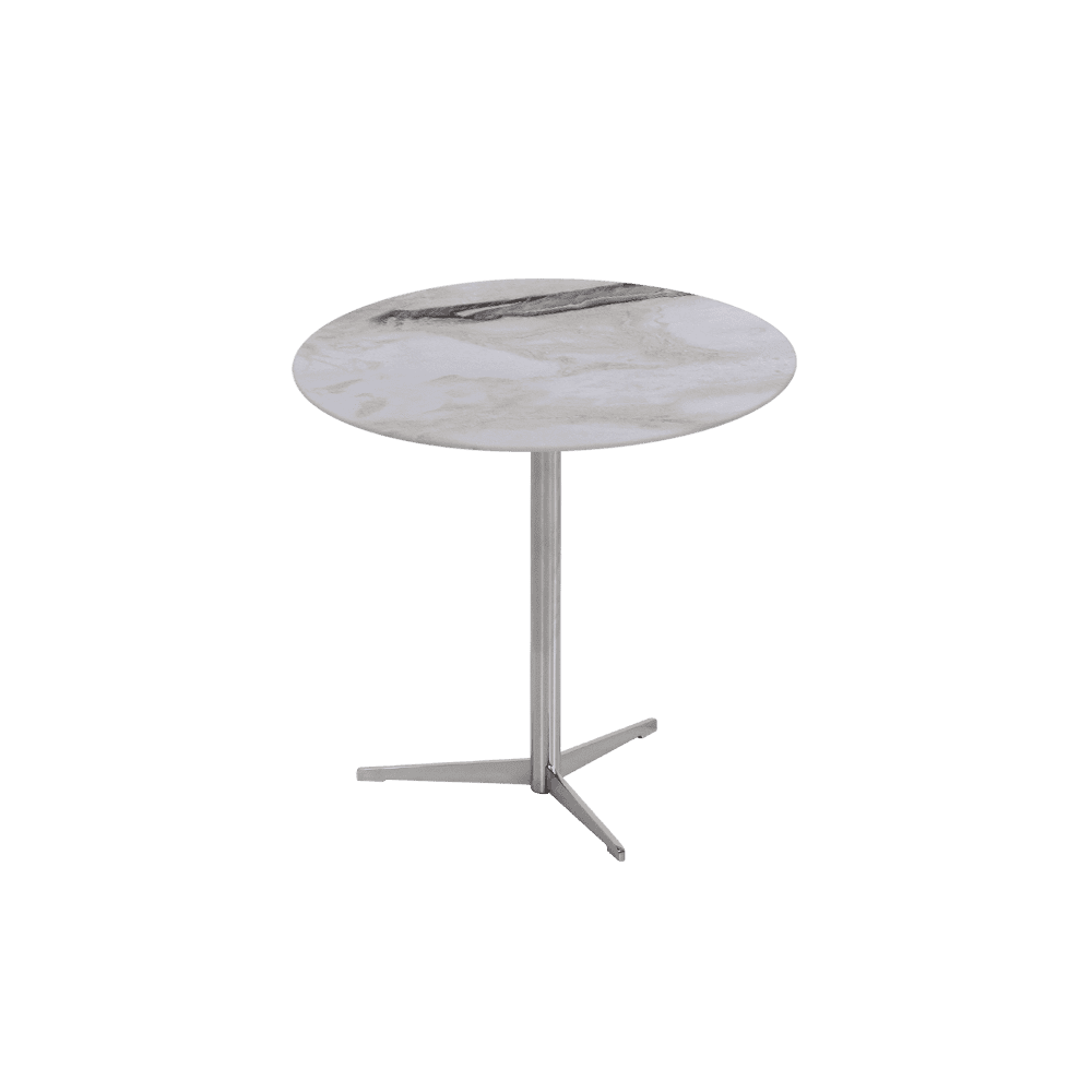 SILVIA Side Table - Mix & Match Marble Top with Silver Coloured Stainless Steel Base(500mm)