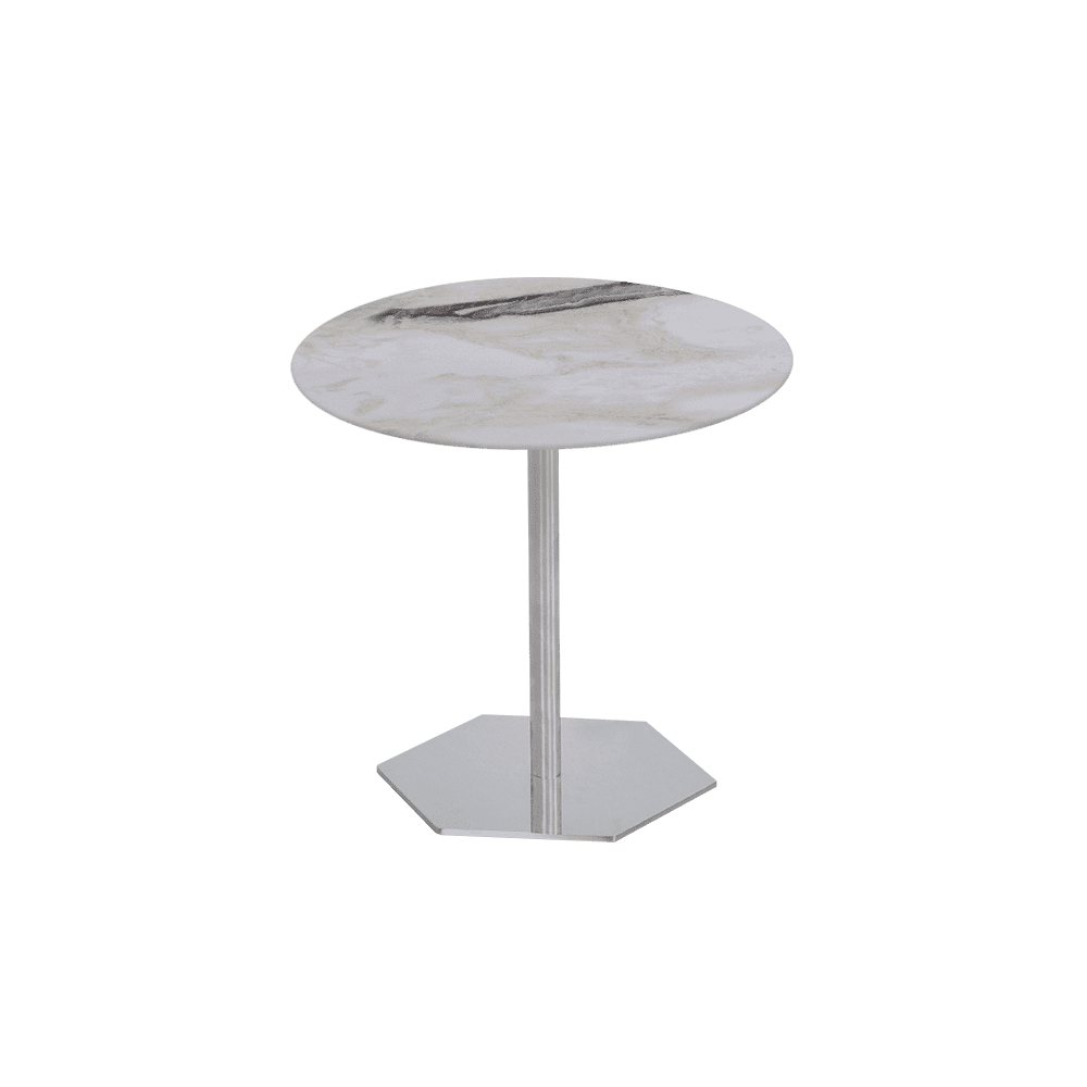 SILVIA Side Table - Mix & Match Marble Top with Silver Coloured Stainless Steel Base(500mm)