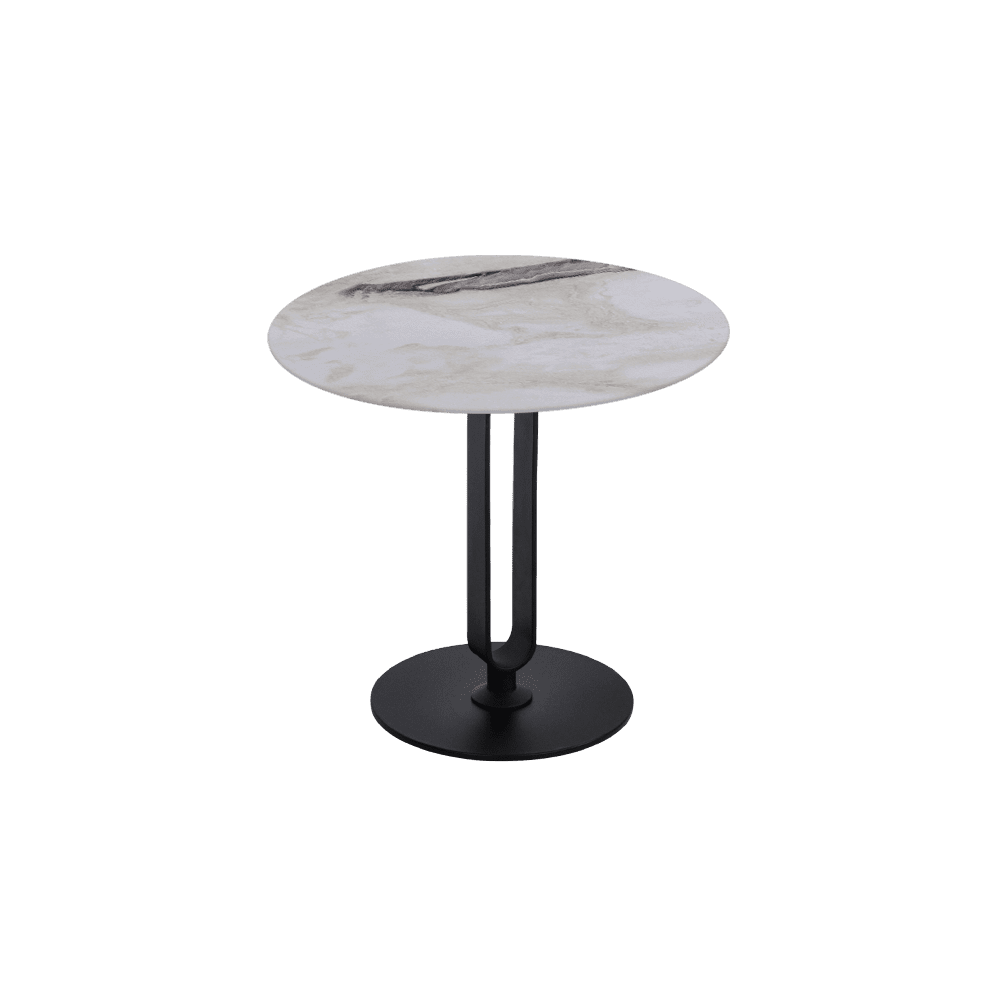 SELENA Side Table - Mix & Match Marble Top with Black Coloured Steel Base(500mm)