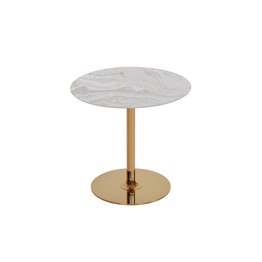 BELLA – Mix & Match Marble Side Table with Gold Coloured Stainless Steel Base (500mm)